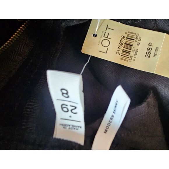 NWT LOFT Black Velvet Pants sz 8 petite modern skinny with 27" inseam - Picture 6 of 6